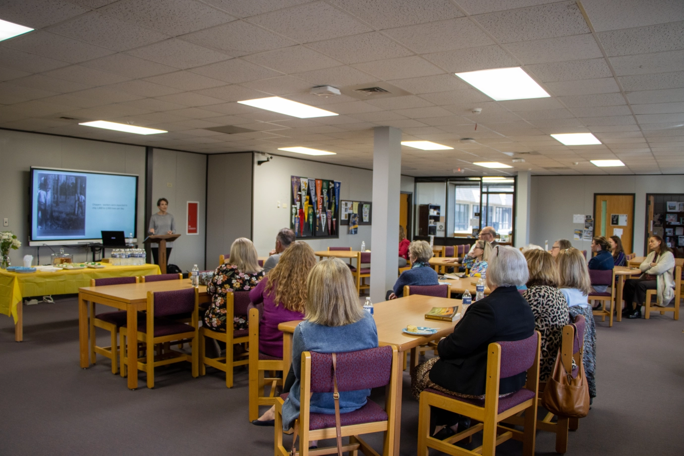 Author, Donna Everhart, presenting information on her new book 