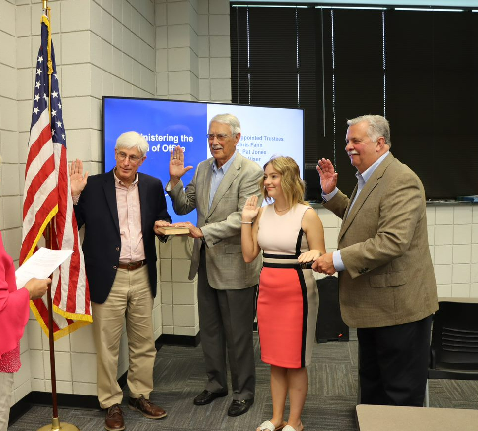 (From left) Viser, Jones, Hill, and Fann were sworn in by Assistant Clerk of Court, Ms. Tammy Cashwell.