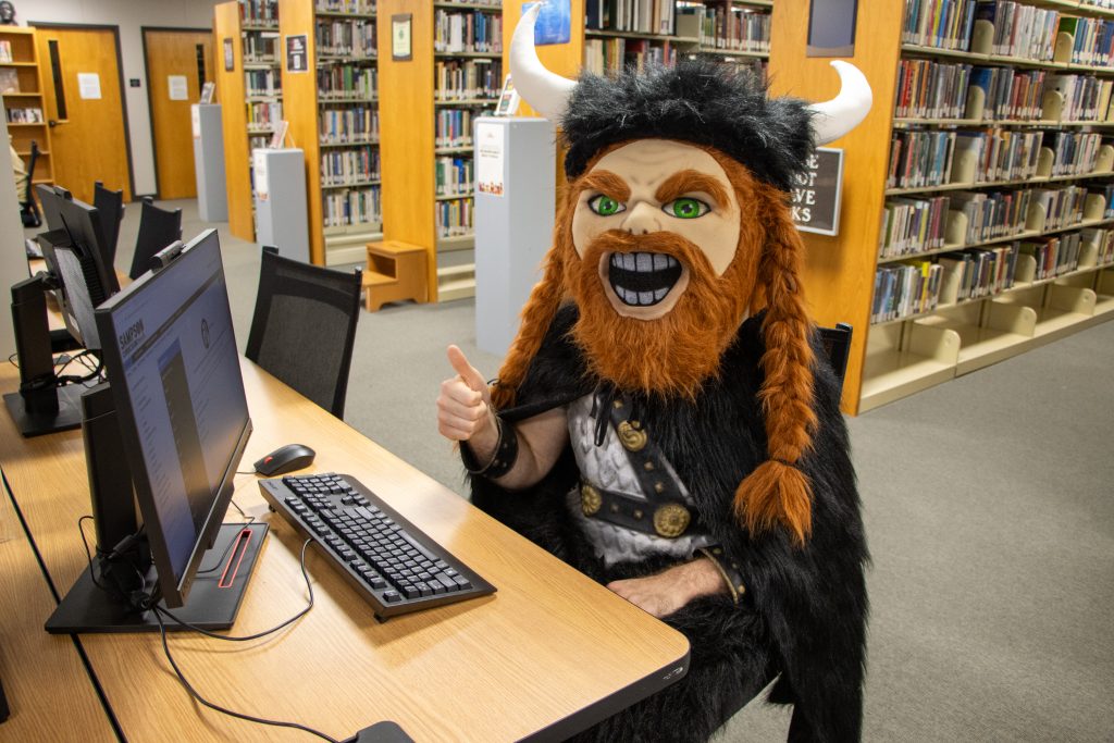 Sampson the Viking at the Library